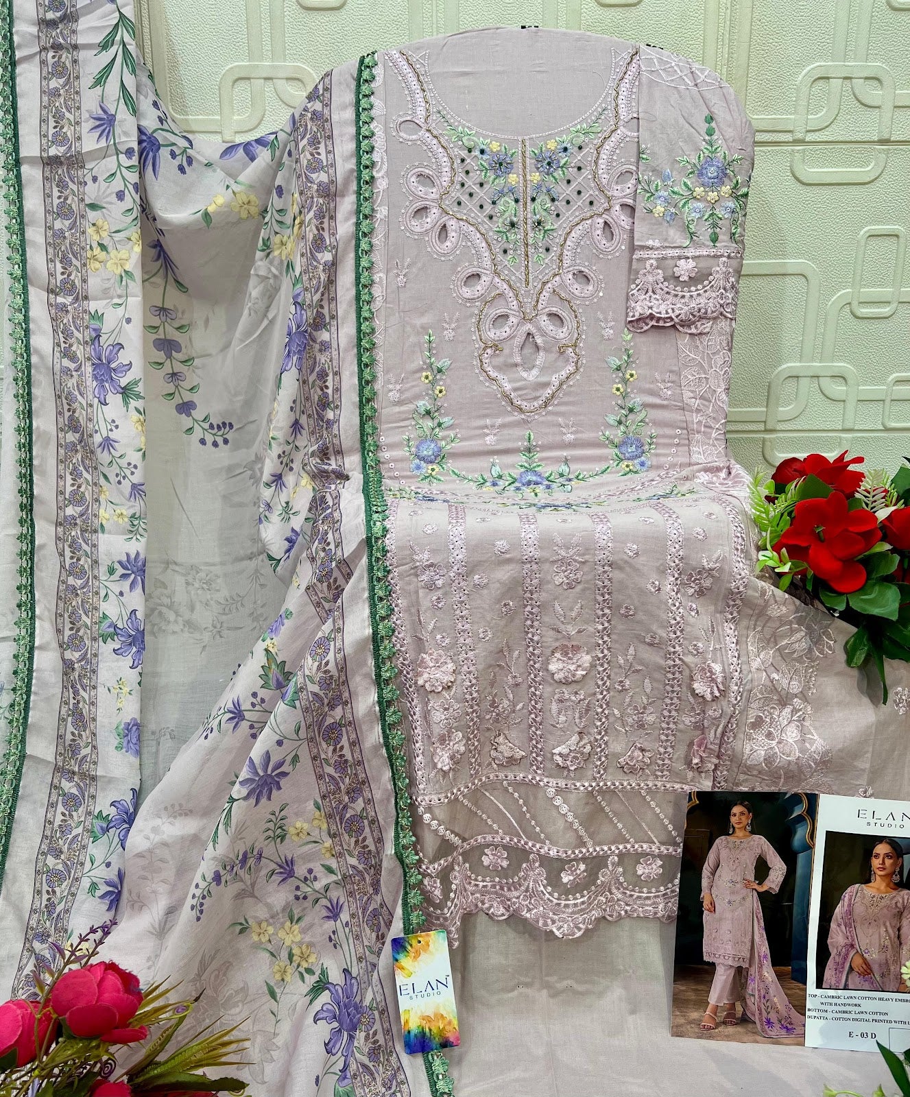 E 03 Elan Studio Cambric Lawn Pakistani Salwar Suits Manufacturer India