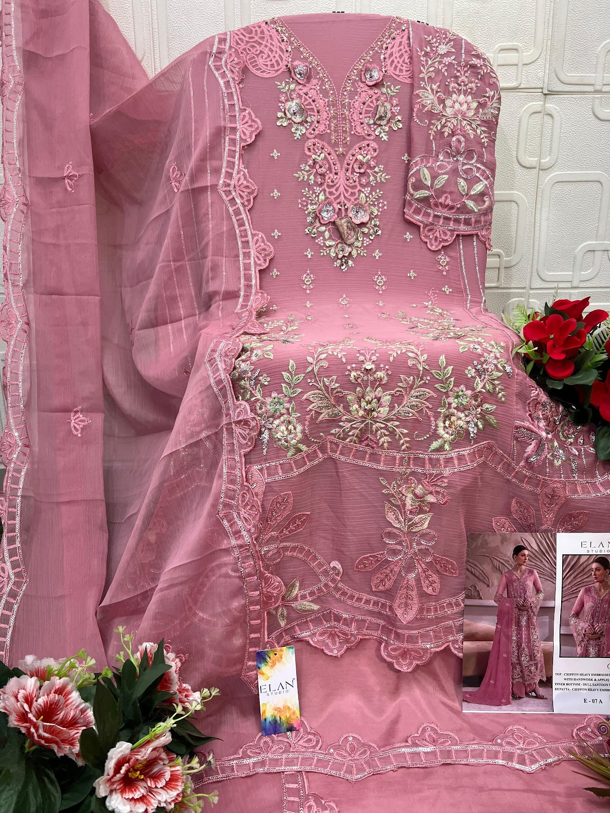 E 07 Elan Studio Chiffon Pakistani Salwar Suits Supplier Gujarat