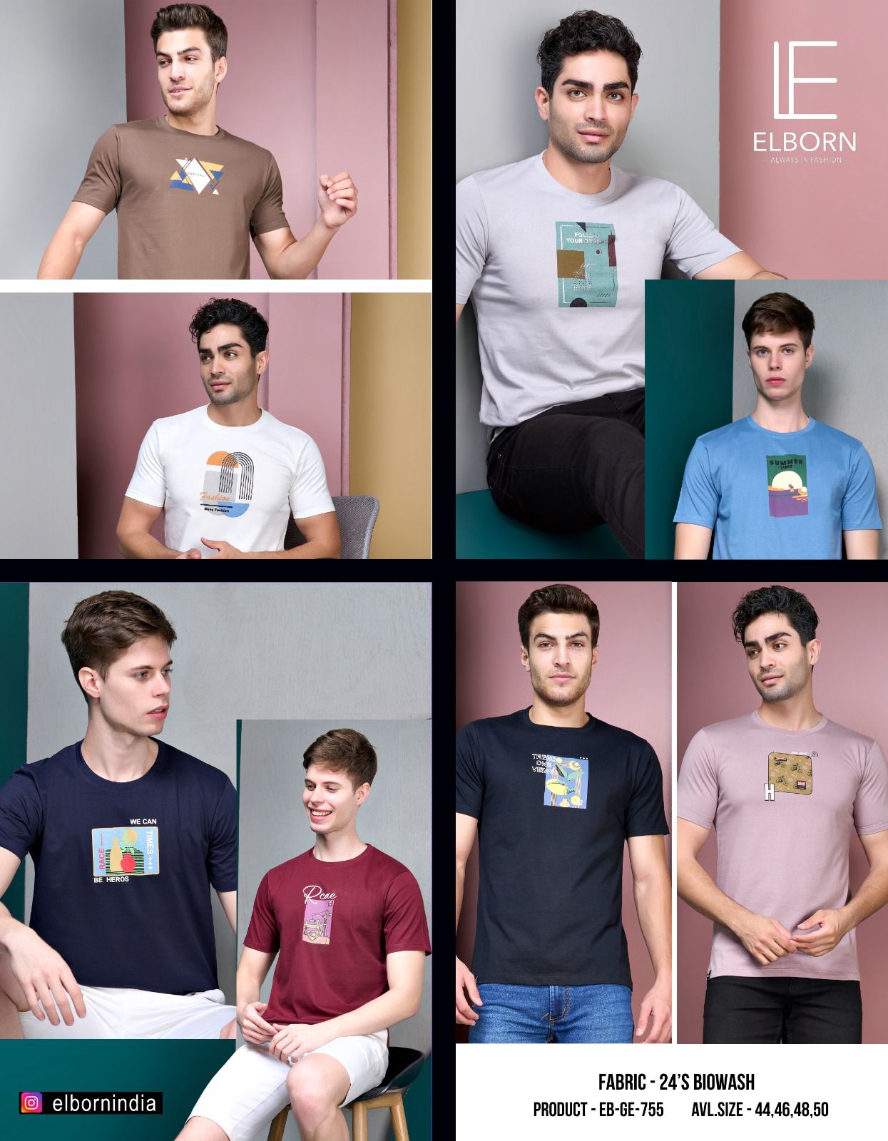 Eb-Ge-755 Elborn Biowash Mens Tshirts Supplier