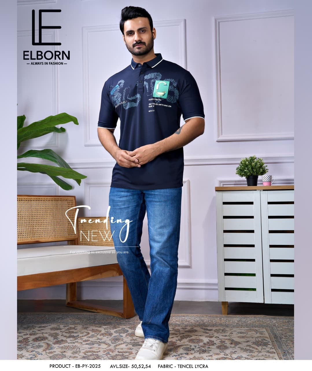 Eb Py 2025 Elborn Tencil Lycra Mens Tshirts Exporter Ahmedabad
