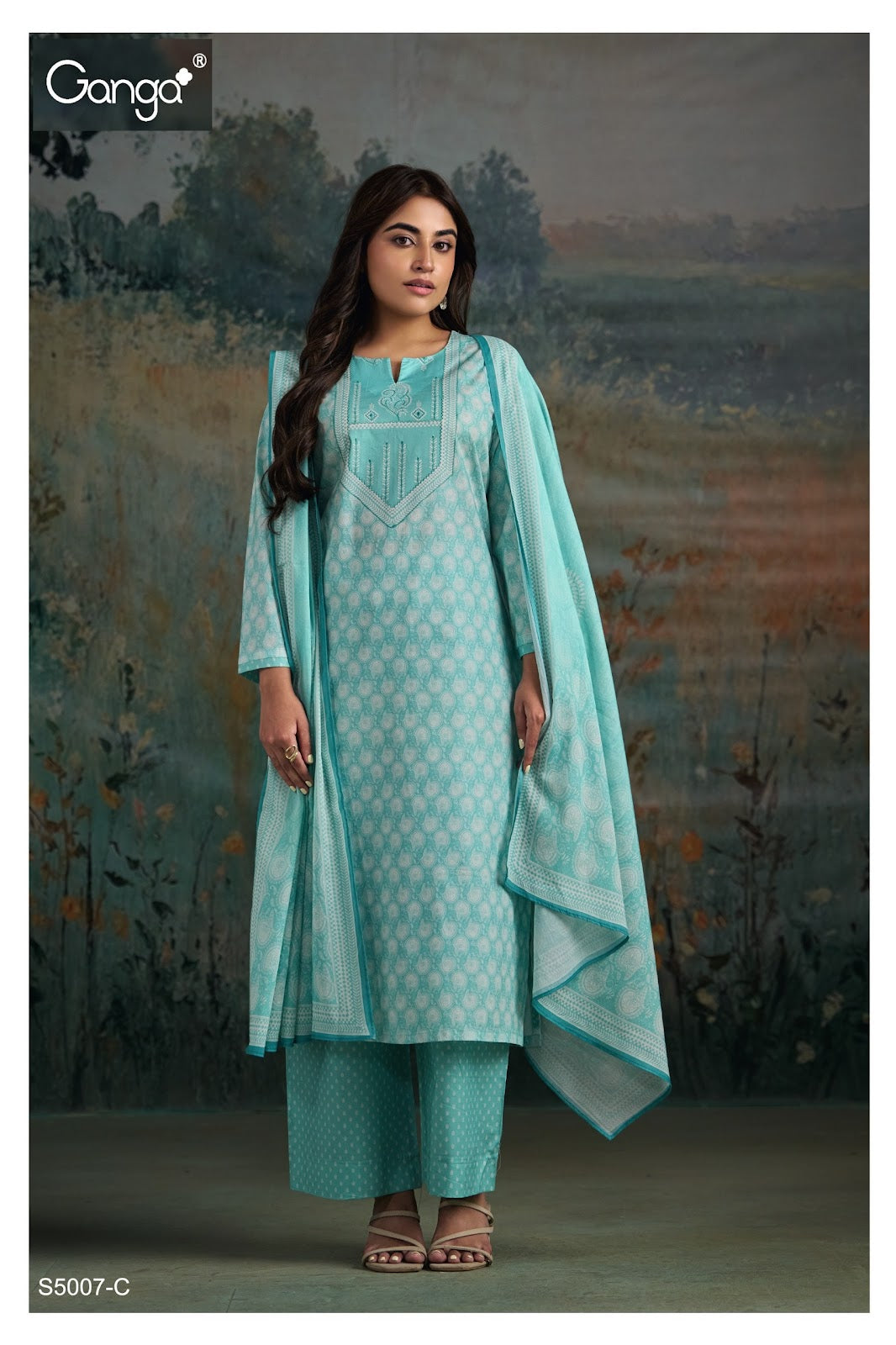 Eershita S5007 Ganga Cotton Plazzo Style Suits Exporter India