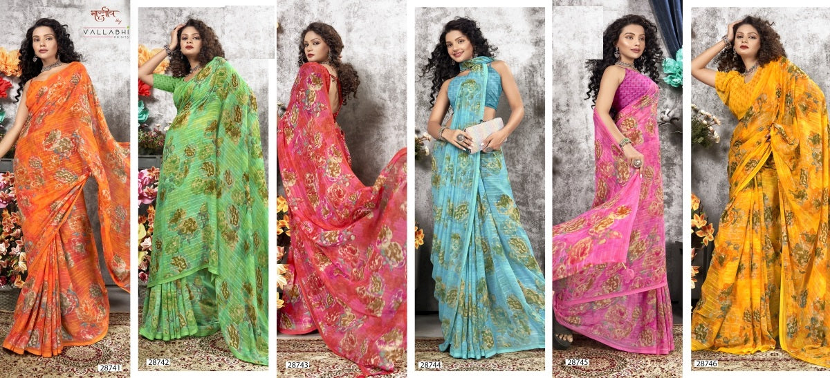 Eesha Vol 2 Vallabhi Prints Georgette Sarees Exporter