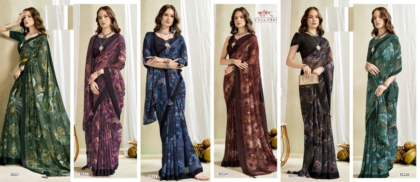 Eesha Vol 7 Vallabhi Prints Georgette Sarees Wholesale Price