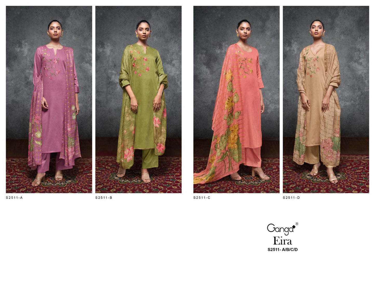 Eira 2511 Ganga Cotton Silk Plazzo Style Suits