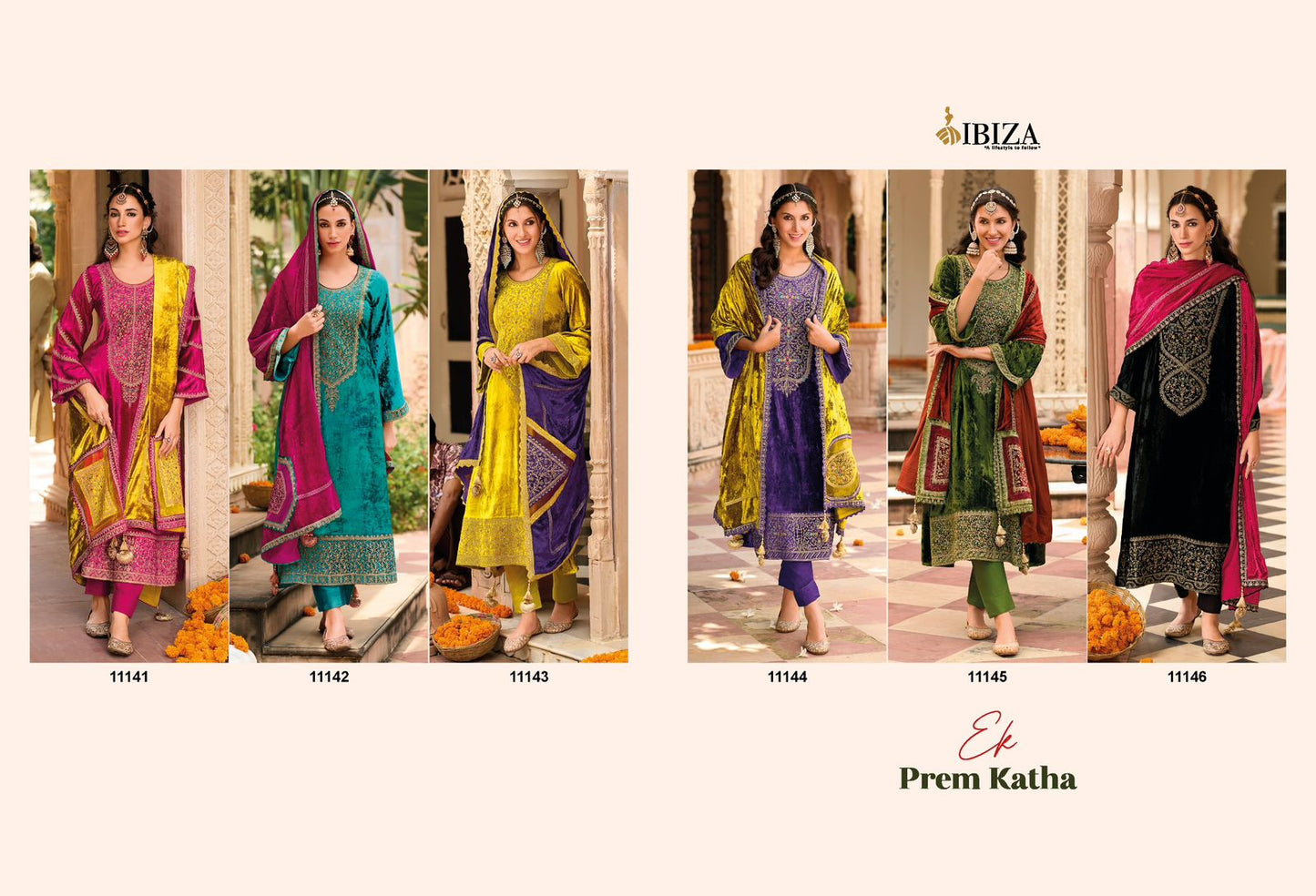 Ek Prem Katha Ibiza Viscose Velvet Suits Wholesaler