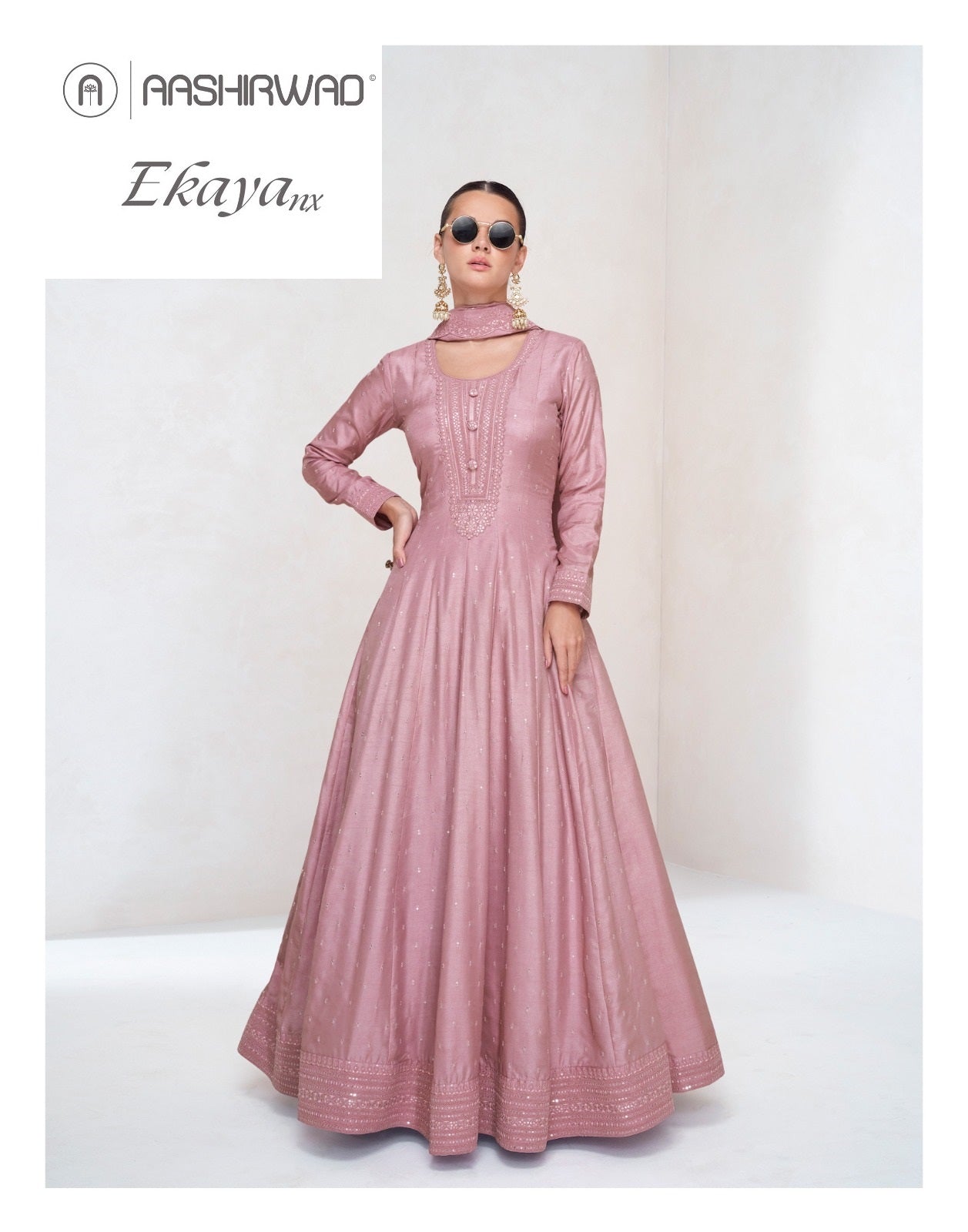 Ekaya Nx Aashirwad Creation Silk Gown Dupatta Set Manufacturer