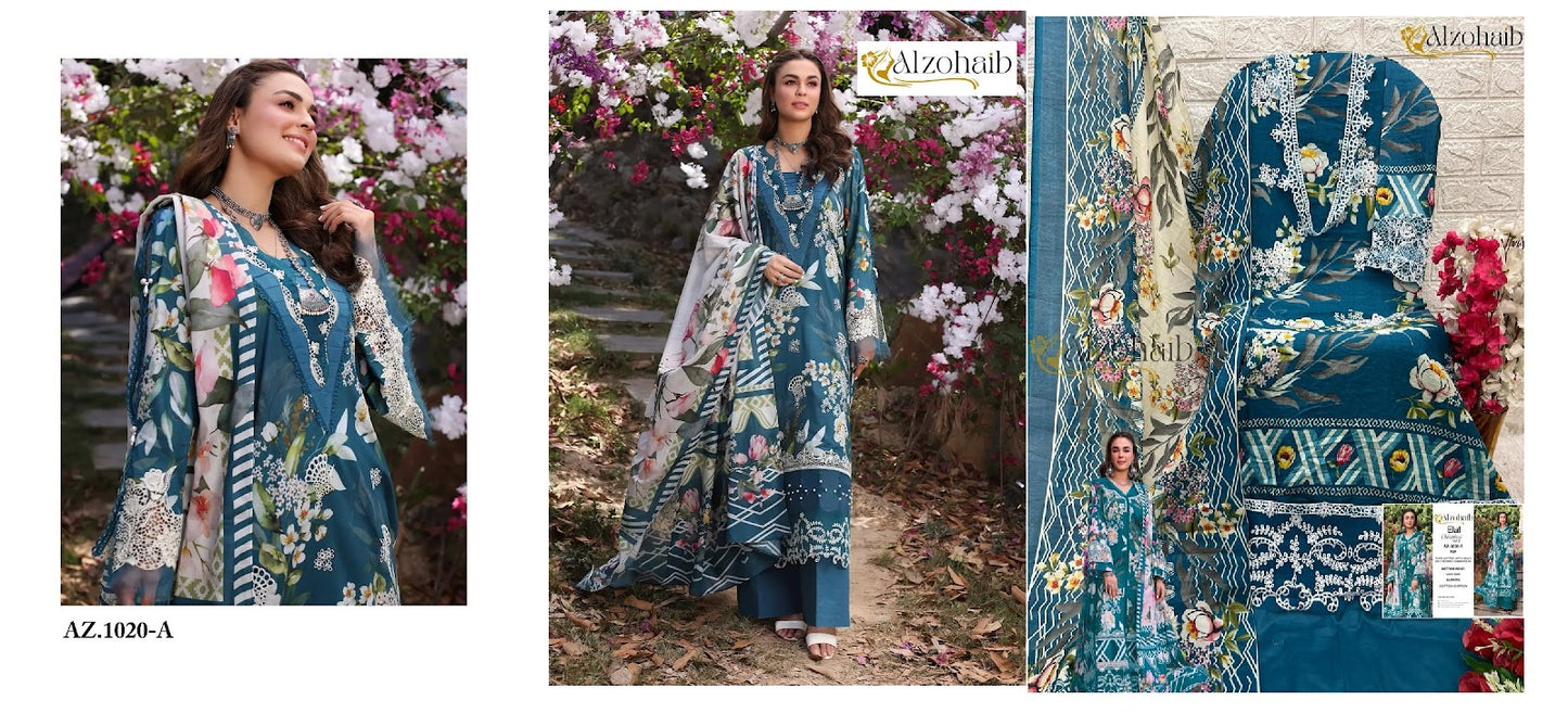 Elaf Chikankari Vol 2 Al Zohaib Cambric Cotton Pakistani Patch Work Suits Wholesale Price
