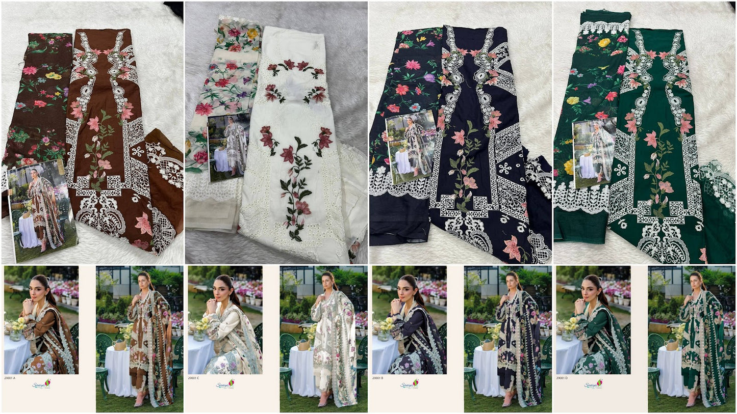 Elaf Vol 29 Dn 29001 Saniya Trendz Cotton Pakistani Salwar Suits Wholesaler Gujarat