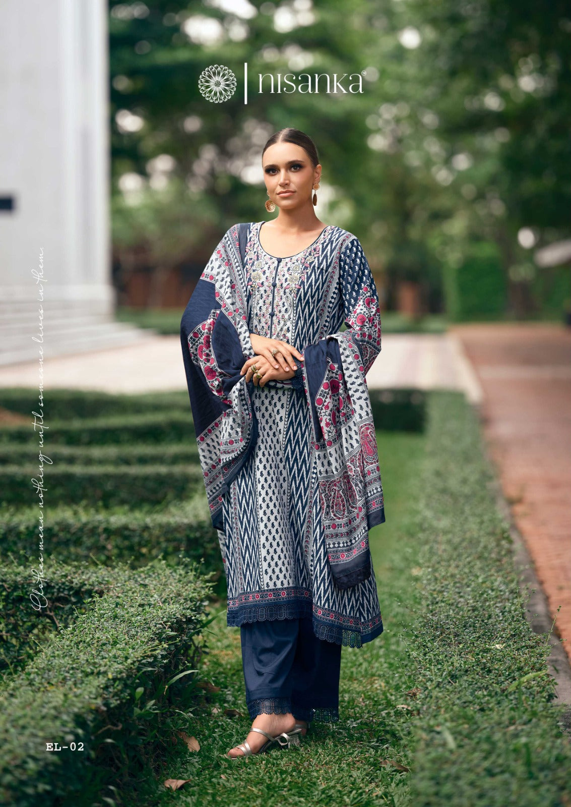 Elahe Nisanka Pure Lawn Karachi Salwar Suits Manufacturer Gujarat