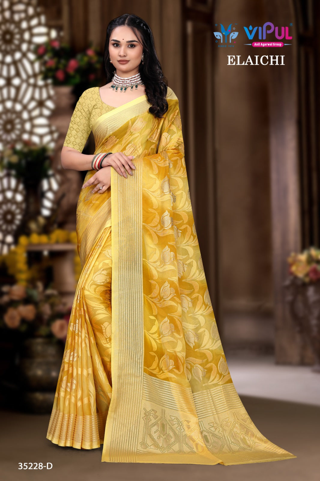 Elaichi 35228 Vipul Brasso Sarees Exporter Ahmedabad