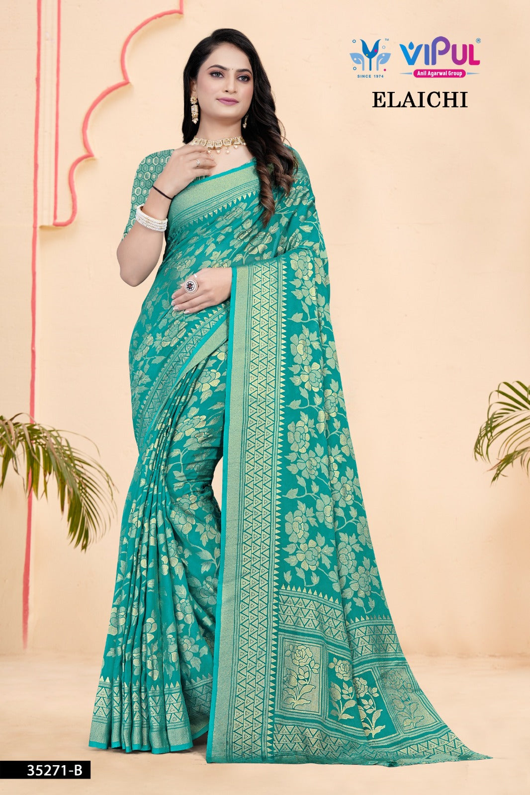 Elaichi 35271 Vipul Brasso Sarees Supplier India