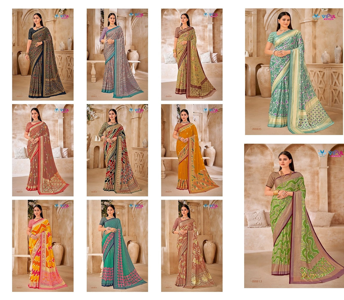 Elaichi 88804-88814 Vipul Brasso Sarees Supplier