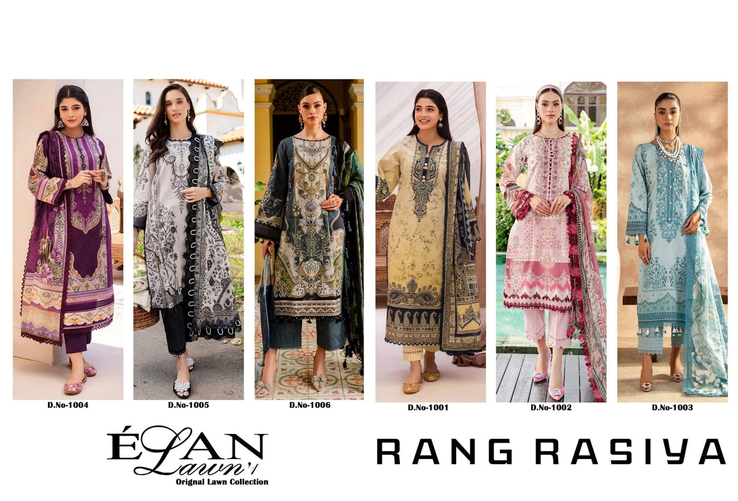 Elan Lawn Rang Rasiya Cotton Lawn Pakistani Readymade Suits Exporter India