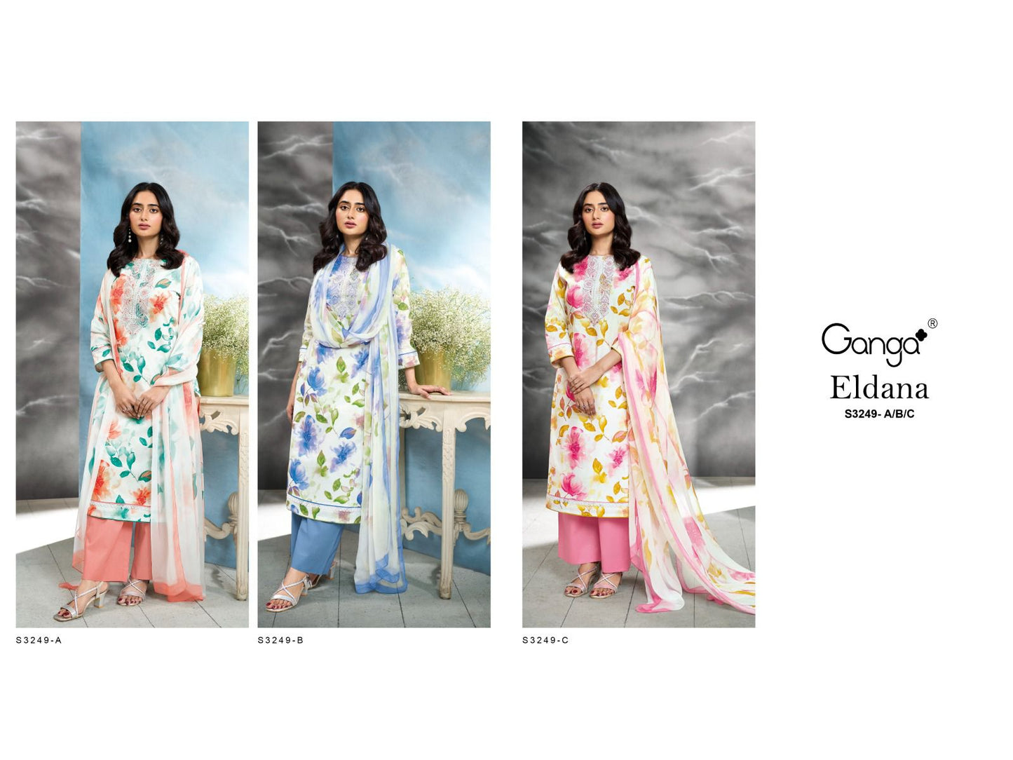 Eldana S3249 Ganga Cotton Plazzo Style Suits Wholesale