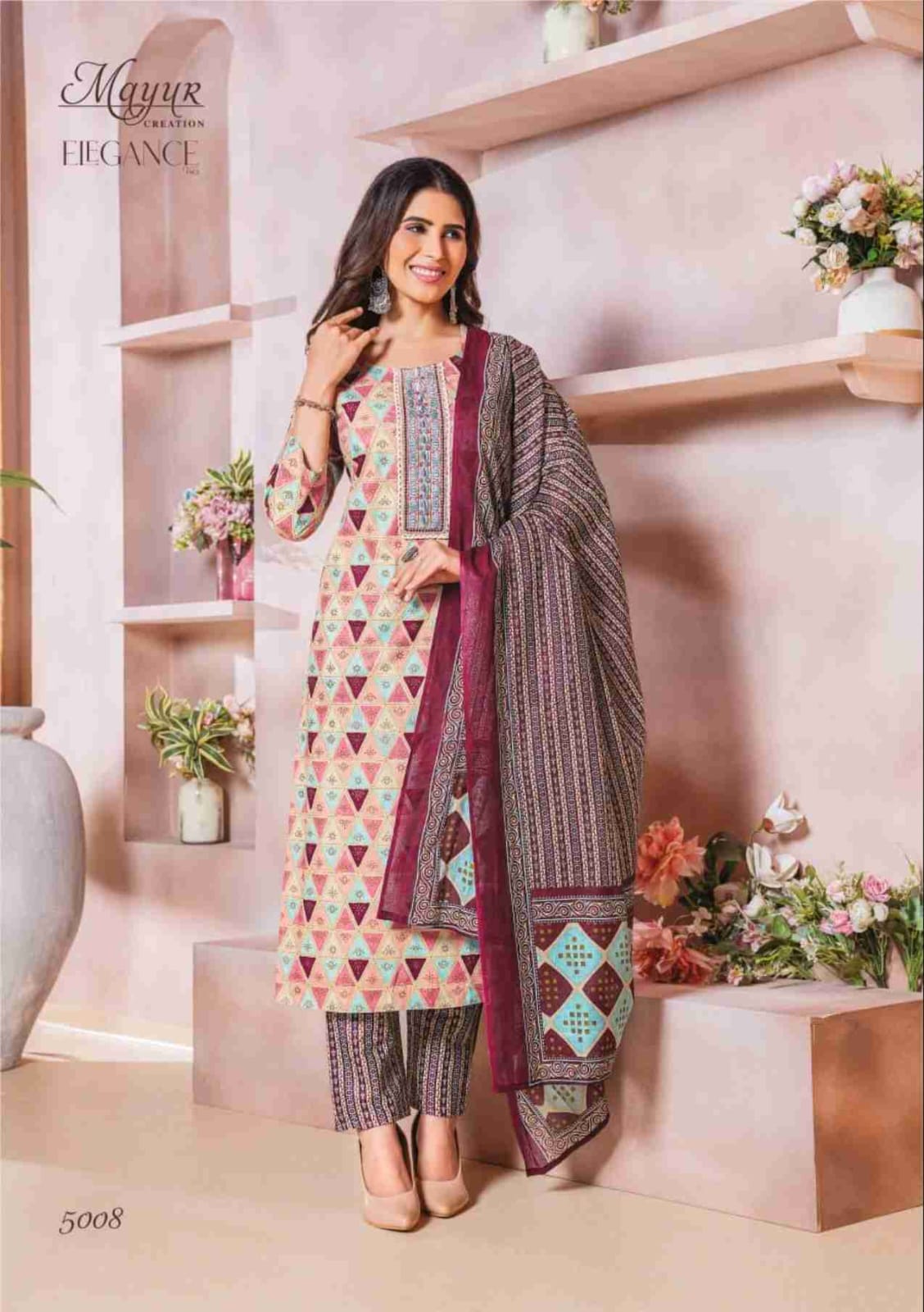 Elegance Vol 5 Mayur Creation Cotton Readymade Pant Style Suits Wholesale
