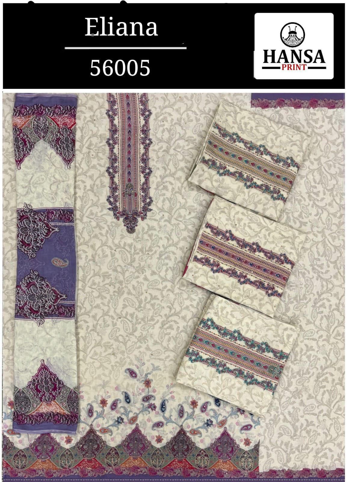 Eliana 56005 Hansa Prints Muslin Salwar Suits Wholesale Rate