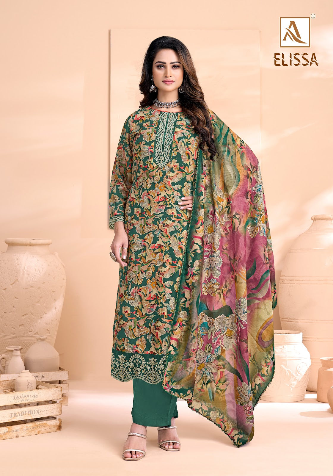 Elissa Alok Pure Cotton Karachi Salwar Suits Supplier India