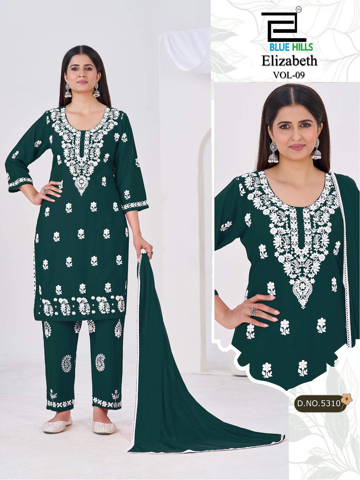 Elizabeth Vol 9 Blue Hills Rayon 14Kg Readymade Pant Style Suits Wholesale Rate