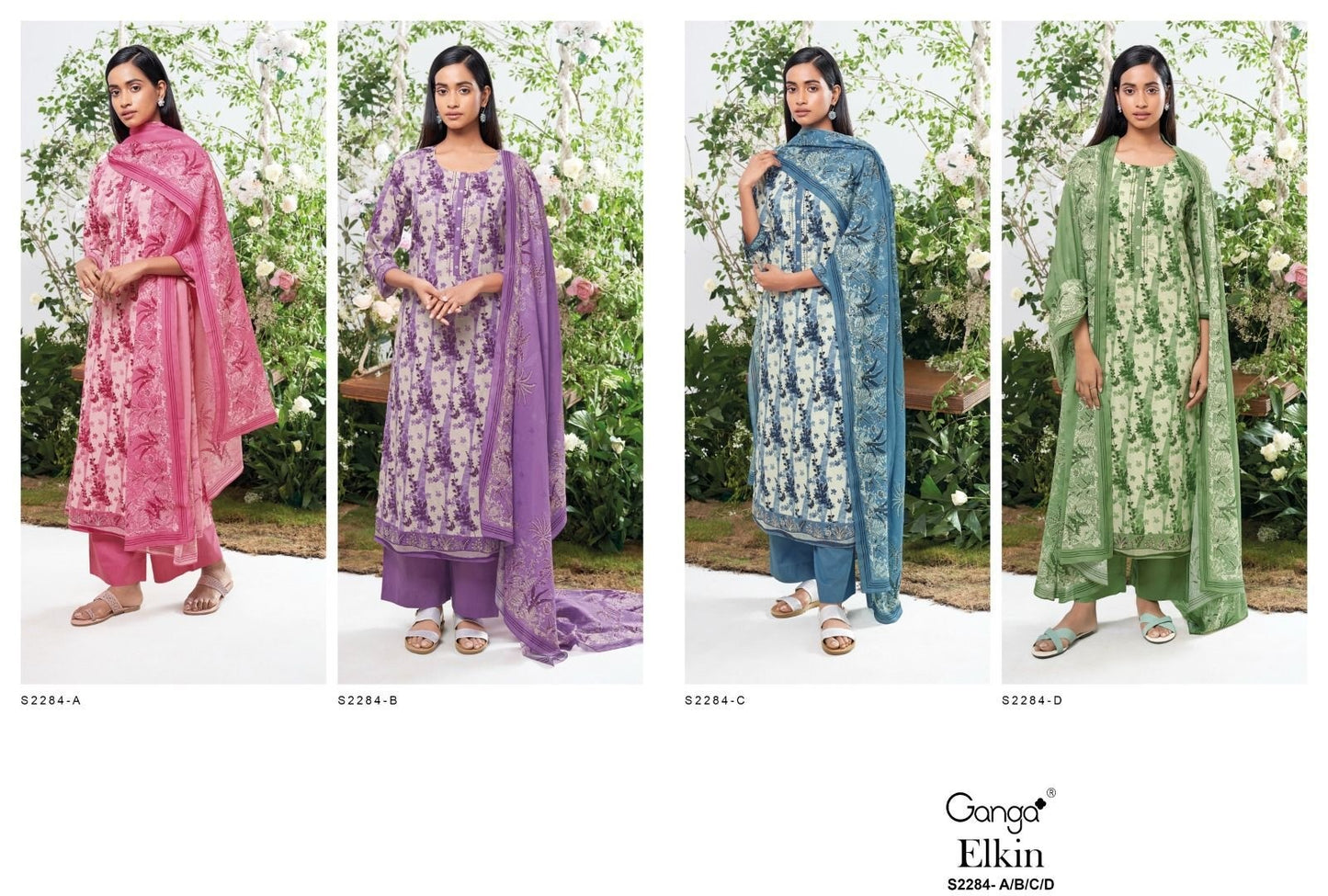 Elkin 2284 Ganga Cotton Plazzo Style Suits