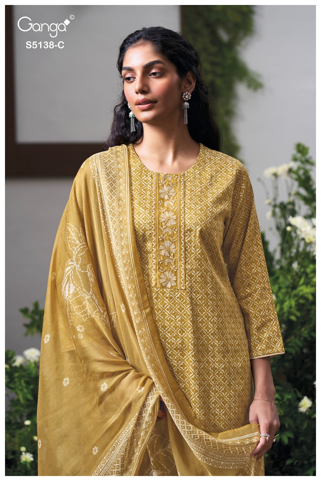 Elnaaz S5138 Ganga Cotton Satin Pant Style Suits Exporter Gujarat