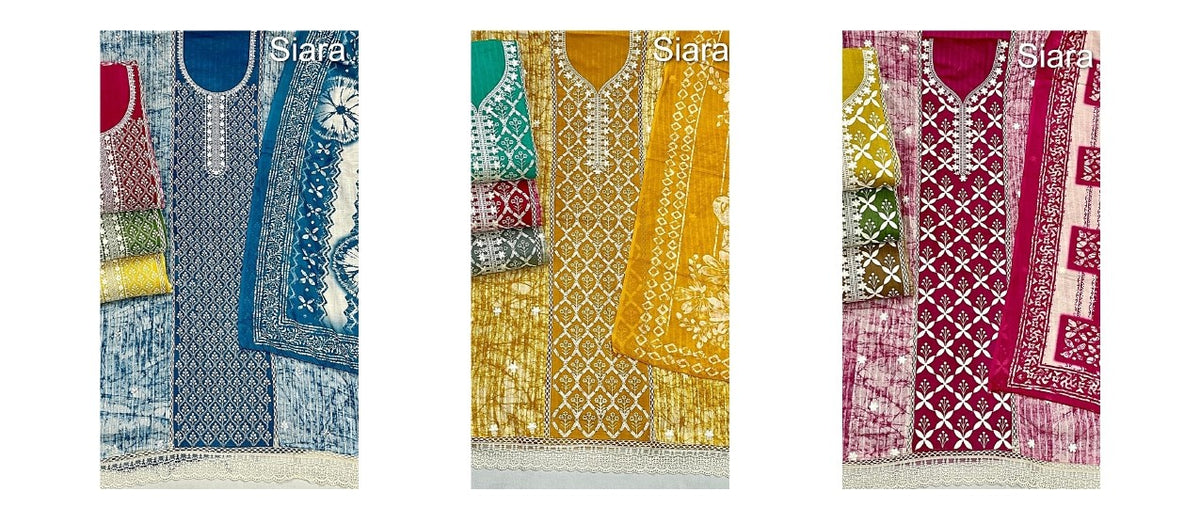Embroidery Siara Cotton Cambric Salwar Suits Manufacturer Ahmedabad