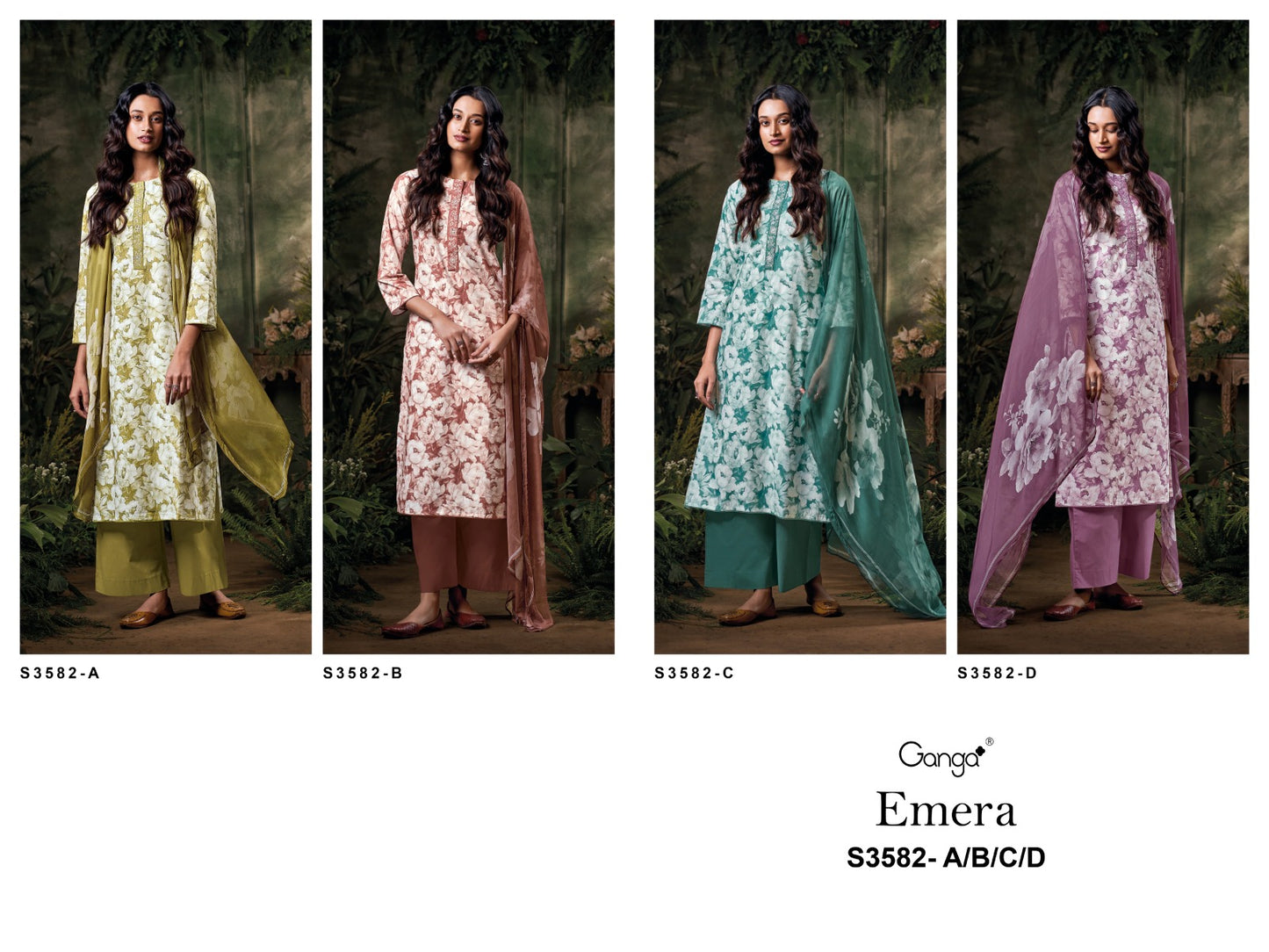 Emera 3582 Ganga Premium Cotton Plazzo Style Suits Wholesaler Gujarat