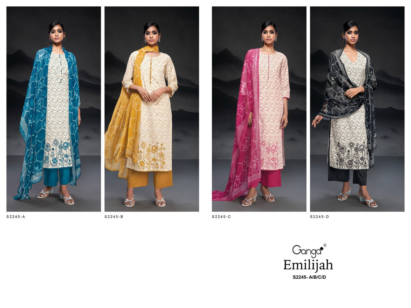 Emilijah-2245 Ganga Premium Cotton Plazzo Style Suits