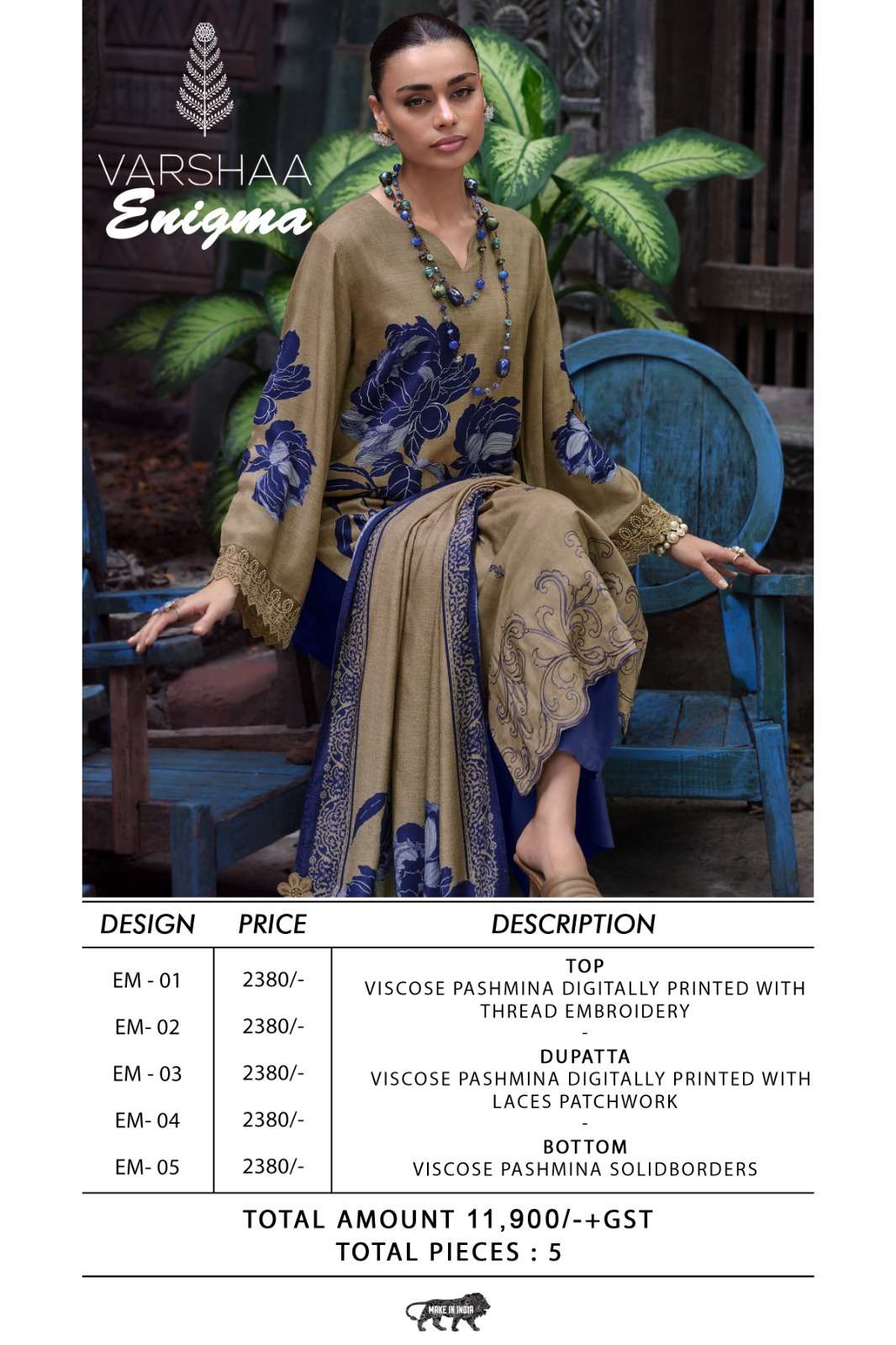 Enigma Varshaa Viscose Pashmina Suits Wholesale Rate