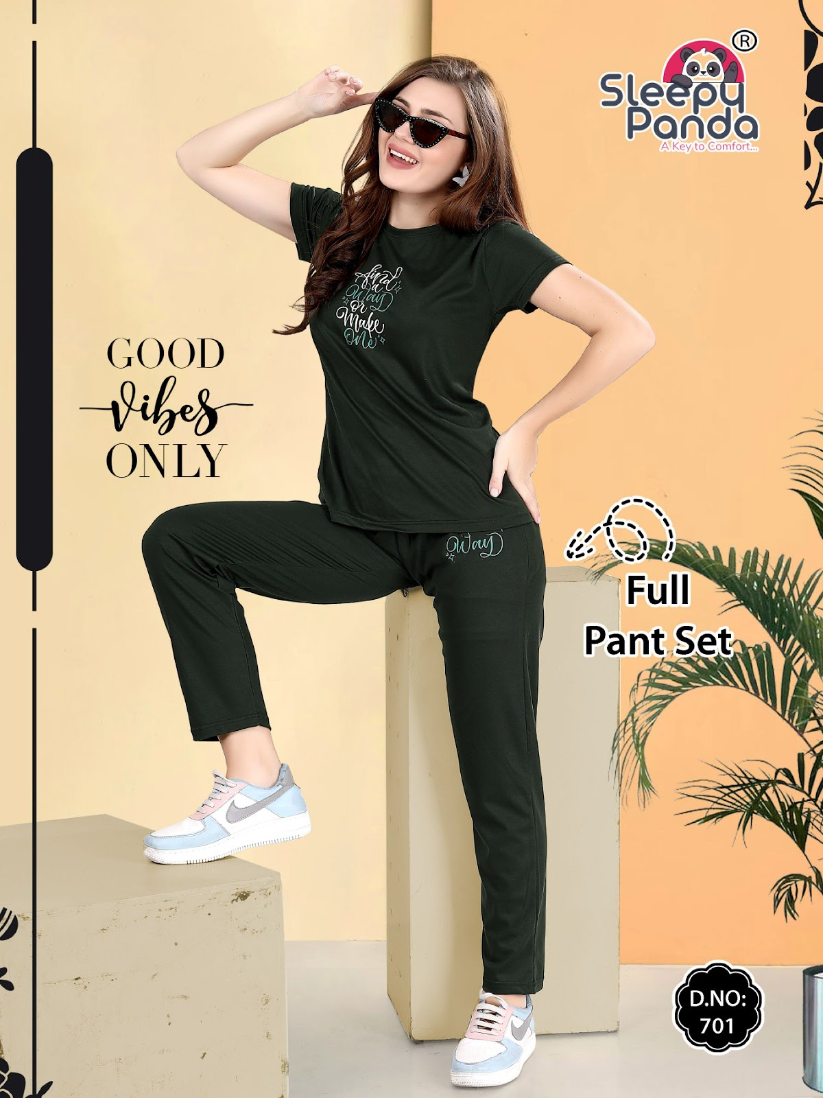 Erica 701 Sleepy Panda Tencil Co Ord Set Supplier Ahmedabad