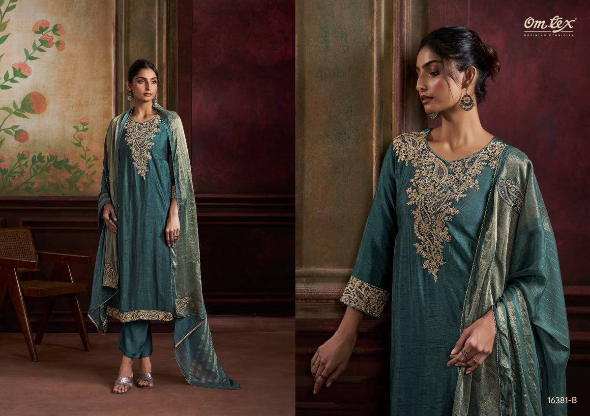 Esha Omtex Raw Silk Pant Style Suits Exporter India