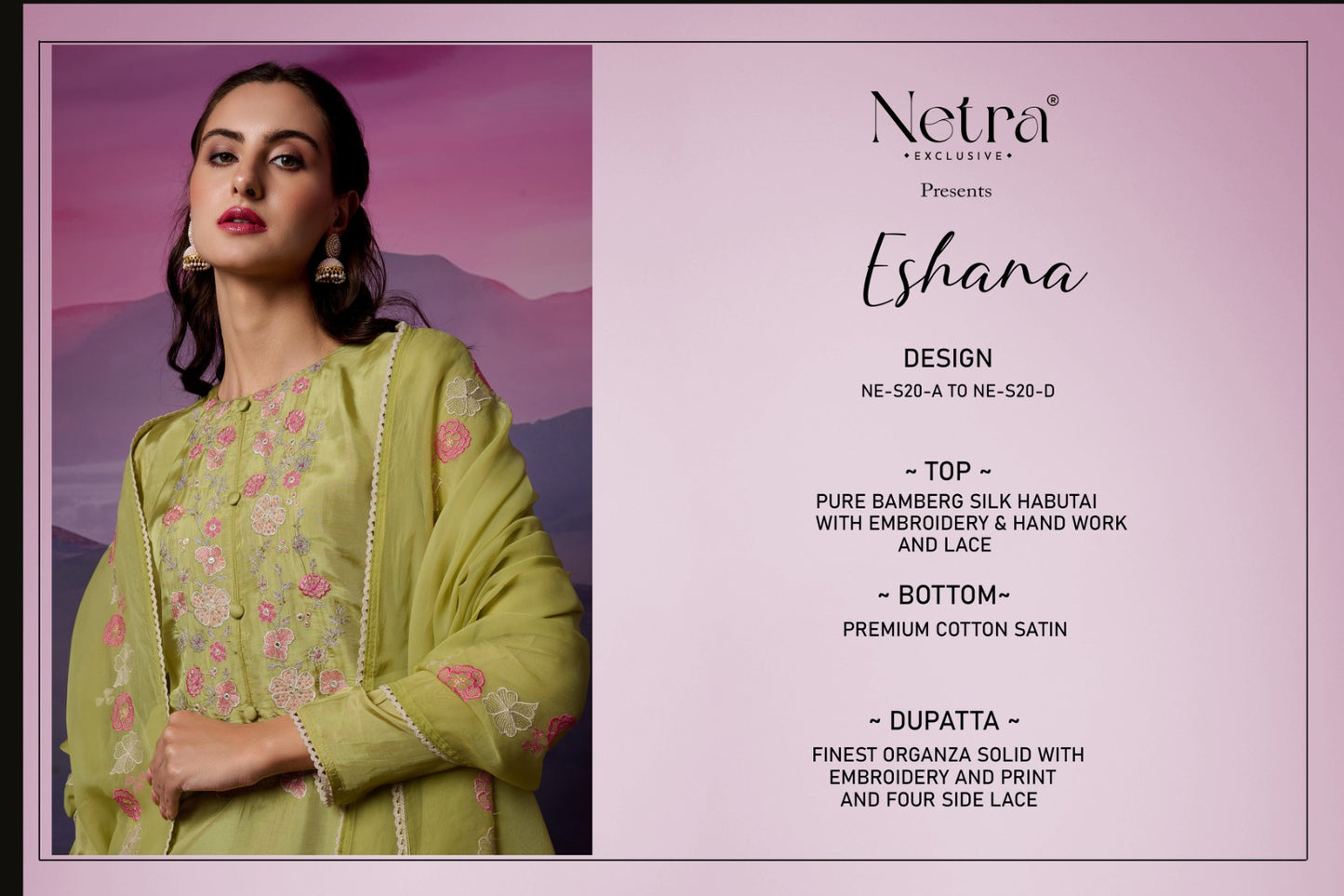 Eshana Netra Bemberg Silk Pant Style Suits Wholesale Rate