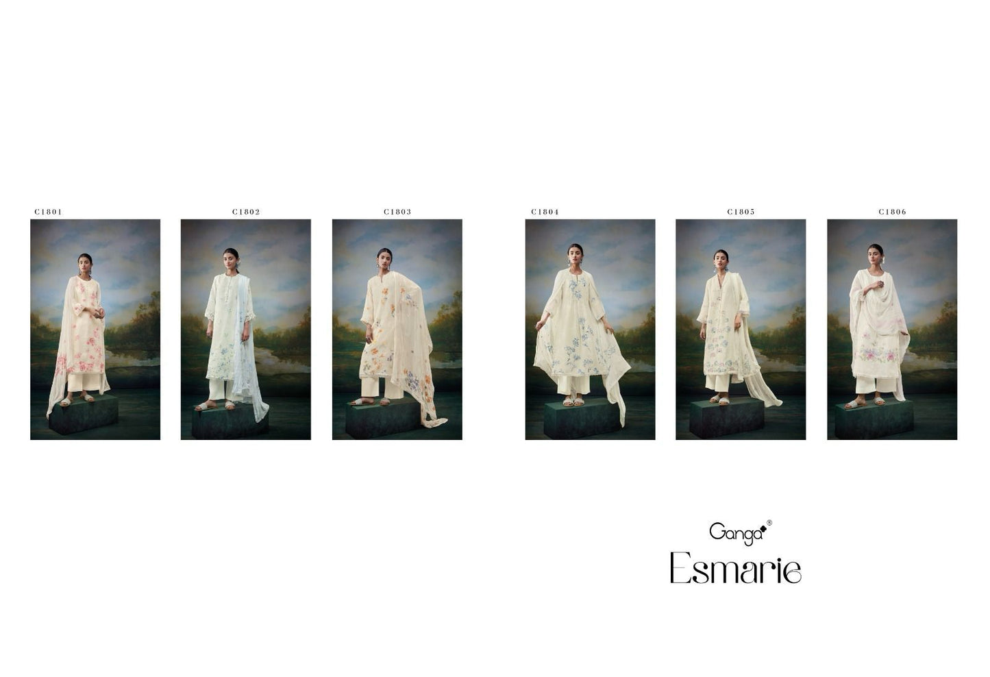 Esmarie Ganga Pure Linen Plazzo Style Suits