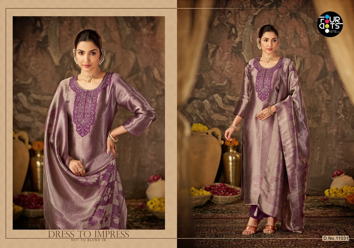Esme Four Dots Silk Jacquard Pant Style Suits Manufacturer Gujarat