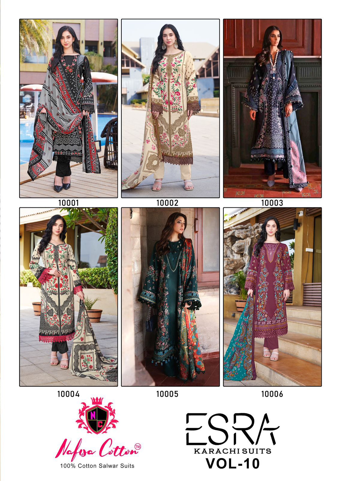 Esra Vol 10 Nafisa Cotton Karachi Salwar Suits Wholesaler India