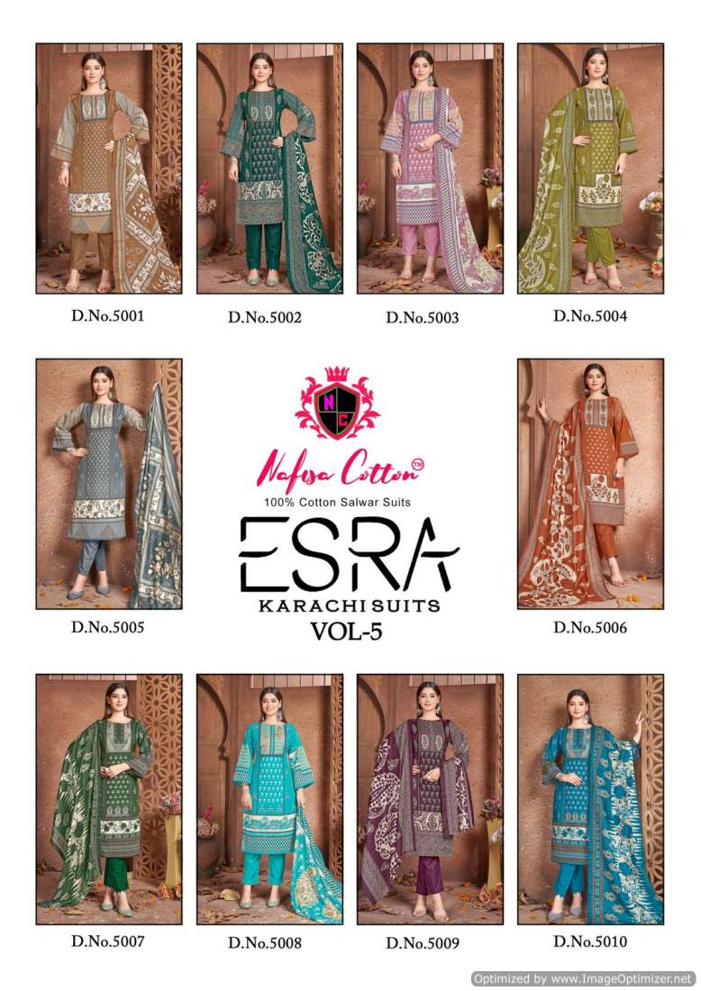 Esra Vol 5 Nafisa Cotton Karachi Salwar Suits