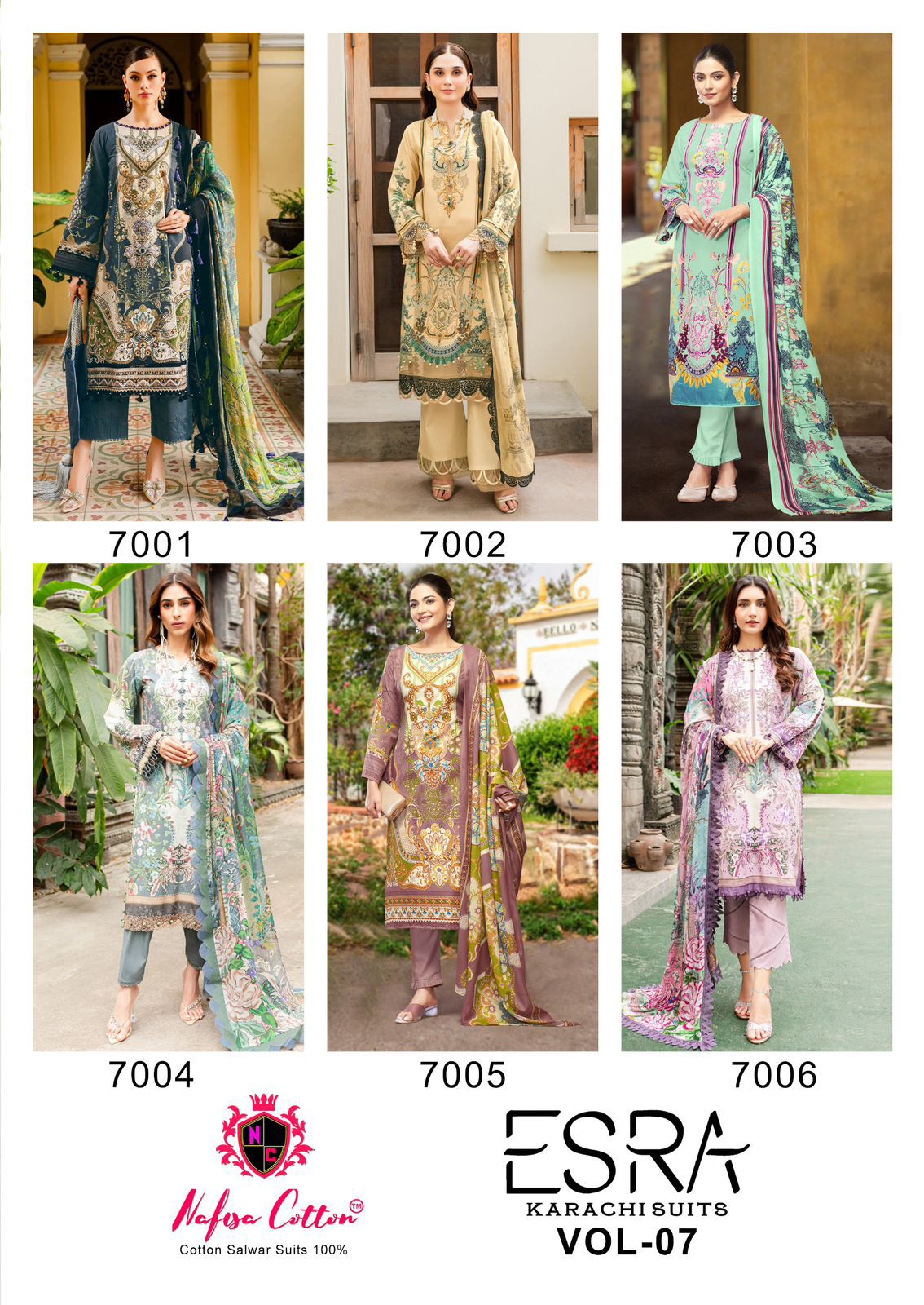 Esra Vol 7 Nafisa Cotton Karachi Salwar Suits Wholesale Price