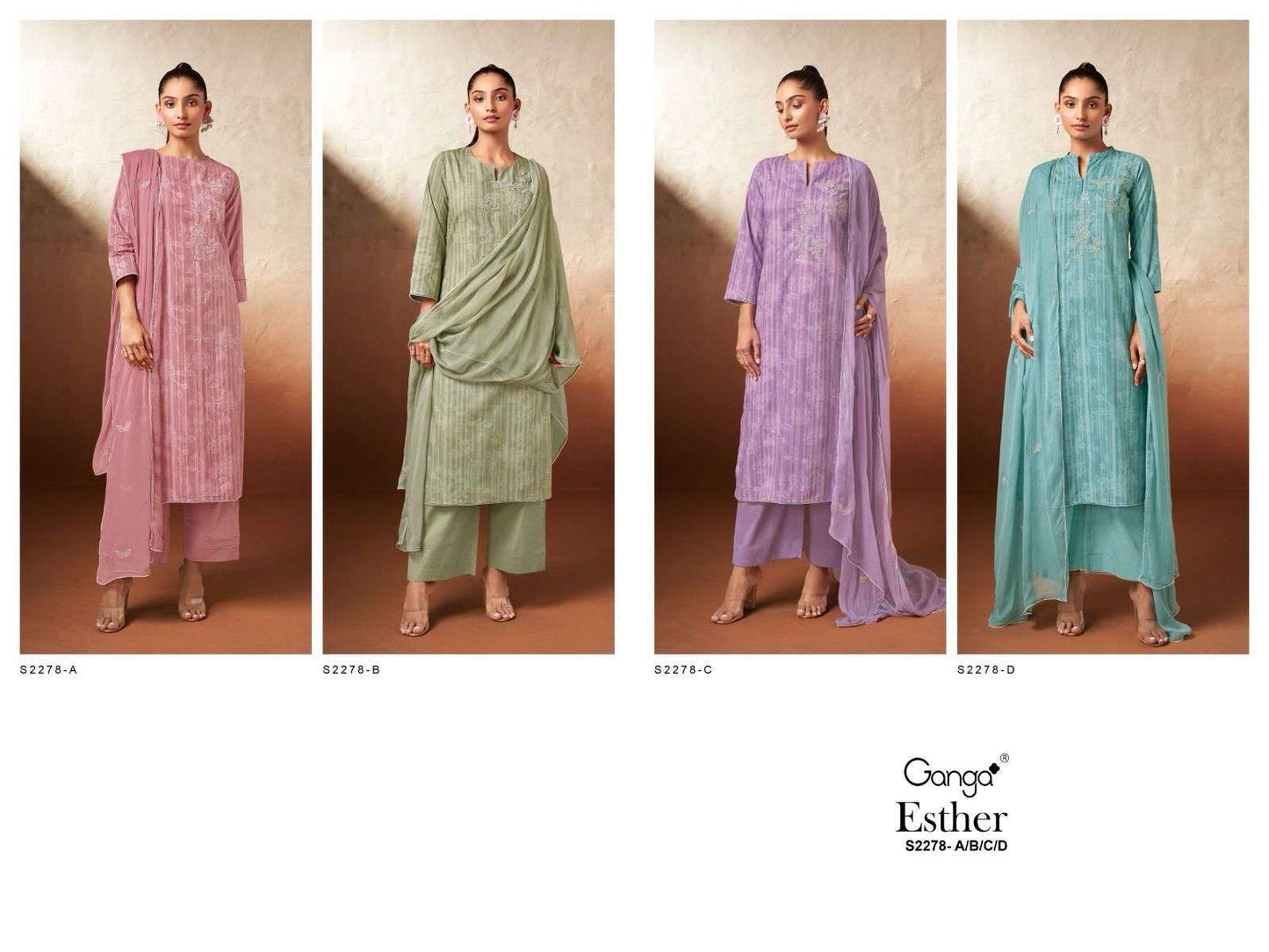 Esther-2278 Ganga Premium Cotton Plazzo Style Suits