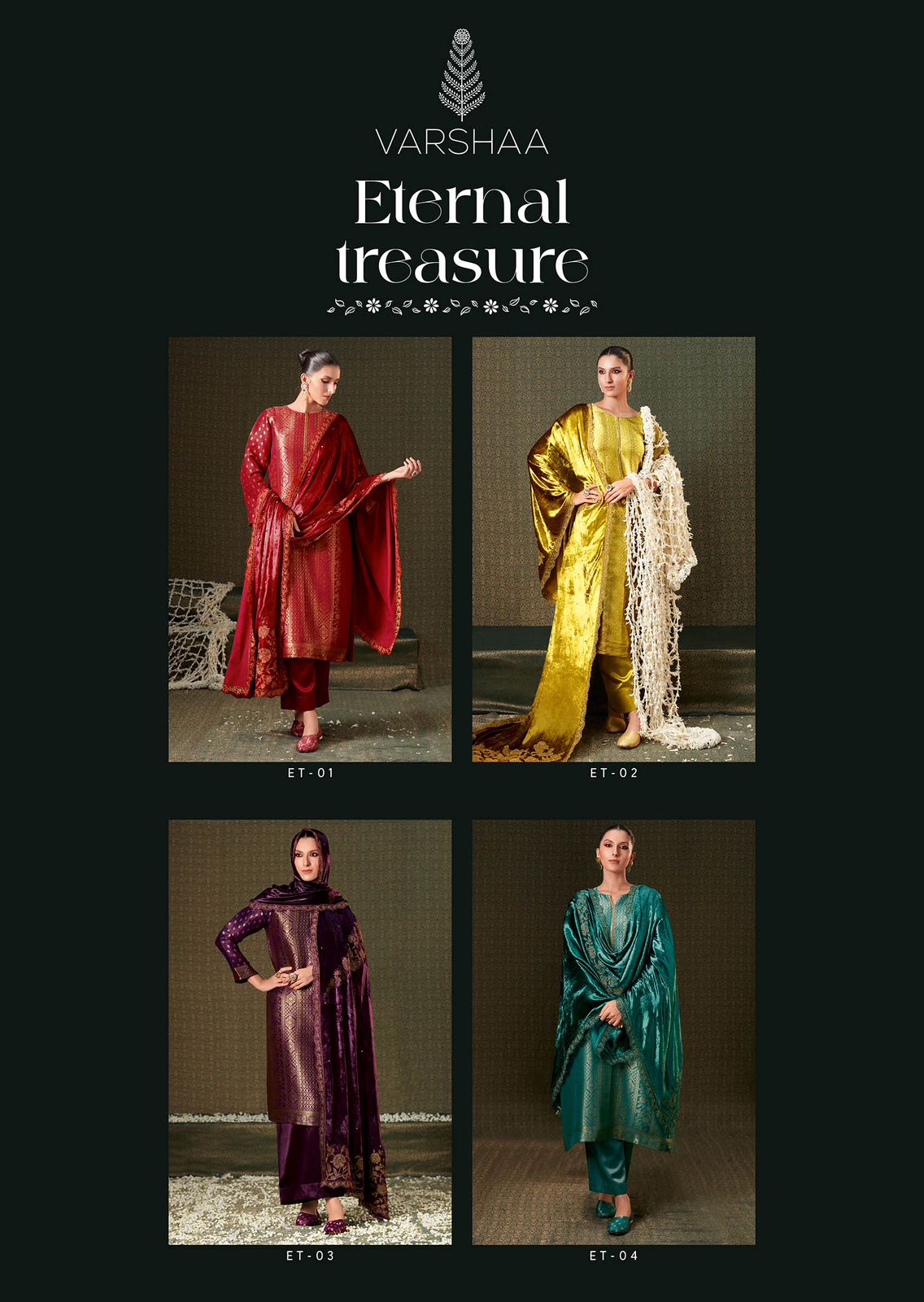 Eternal Treasure Varsha Fashions Brocade Velvet Suits Supplier Gujarat