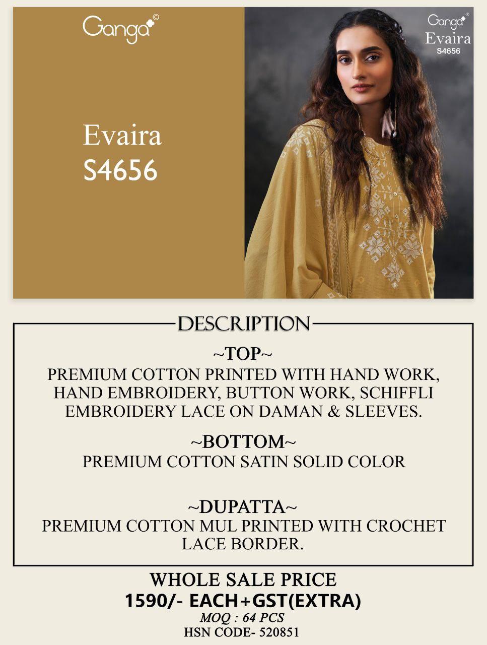 Evaira 4656 Ganga Premium Cotton Pant Style Suits Manufacturer
