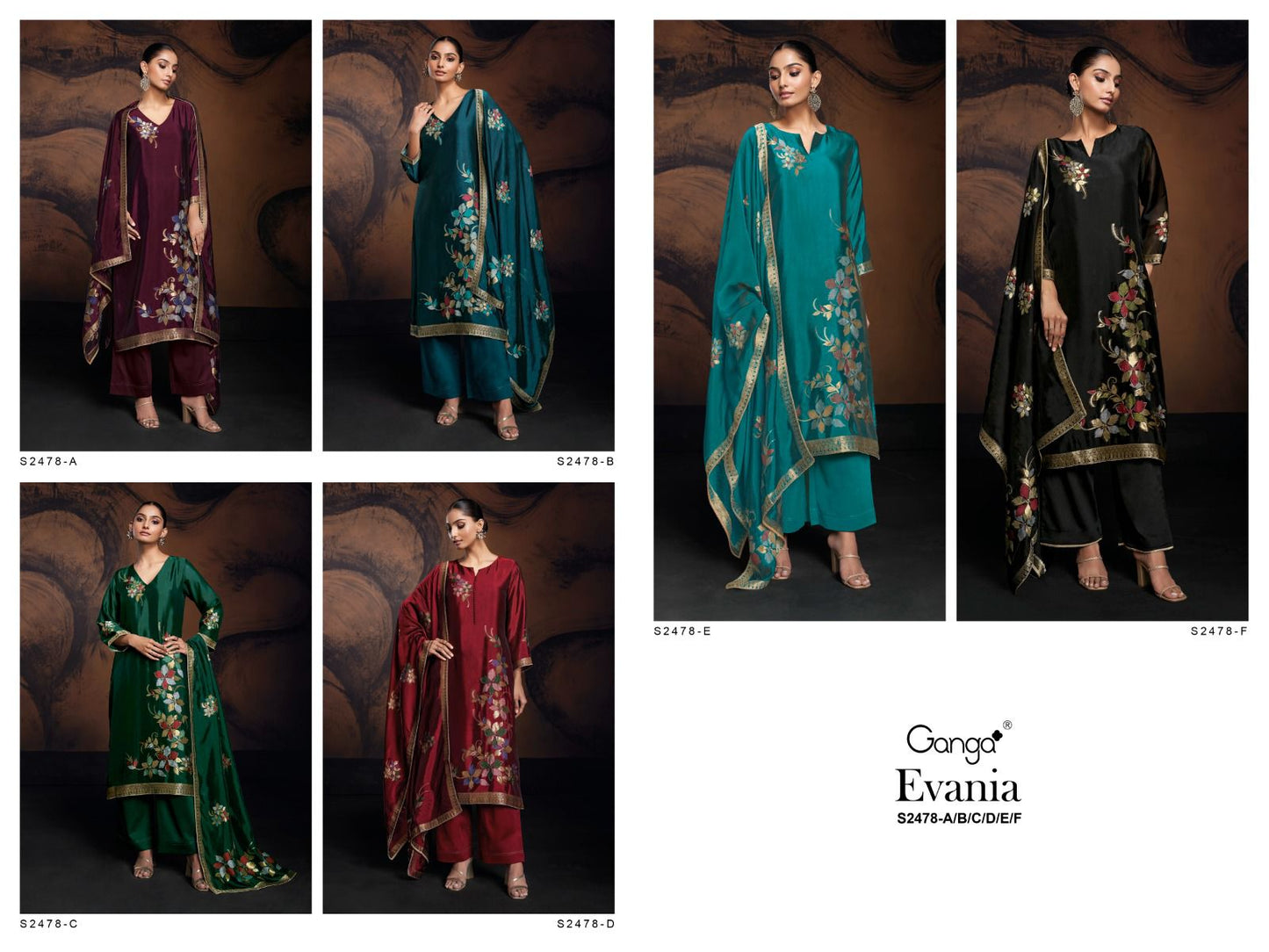 Evania 2478 Ganga Woven Silk Plazzo Style Suits Exporter India