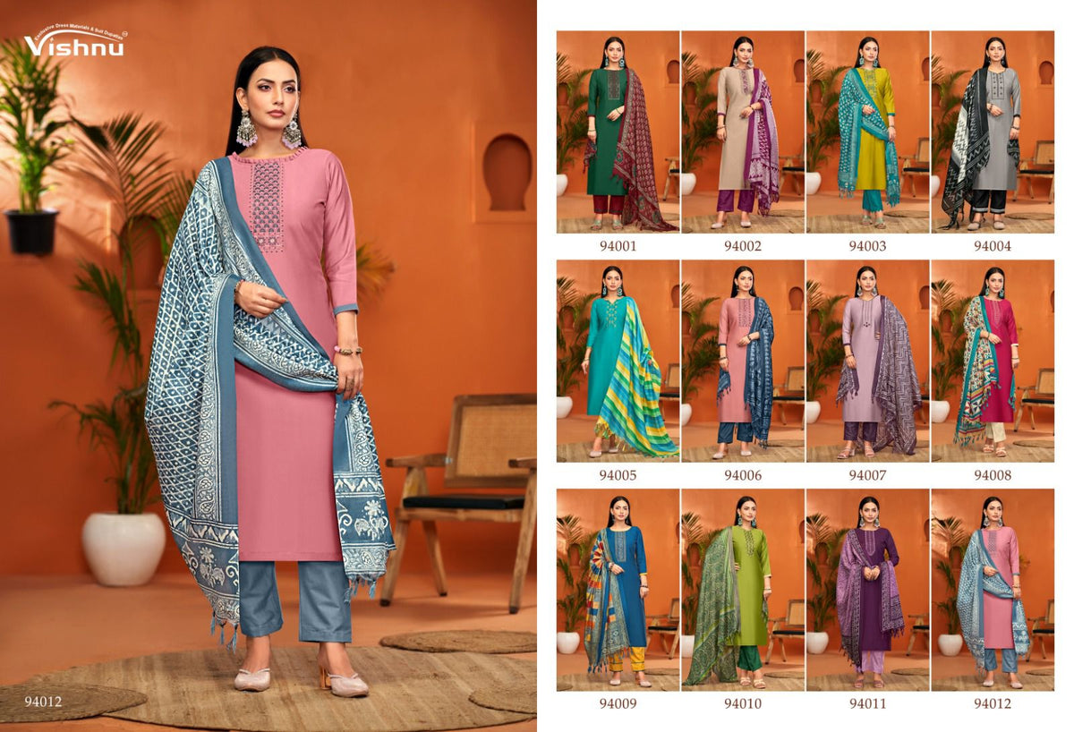Evanka Vol 11 Vishnu Impex Roman Silk Pant Style Suits Supplier Gujarat