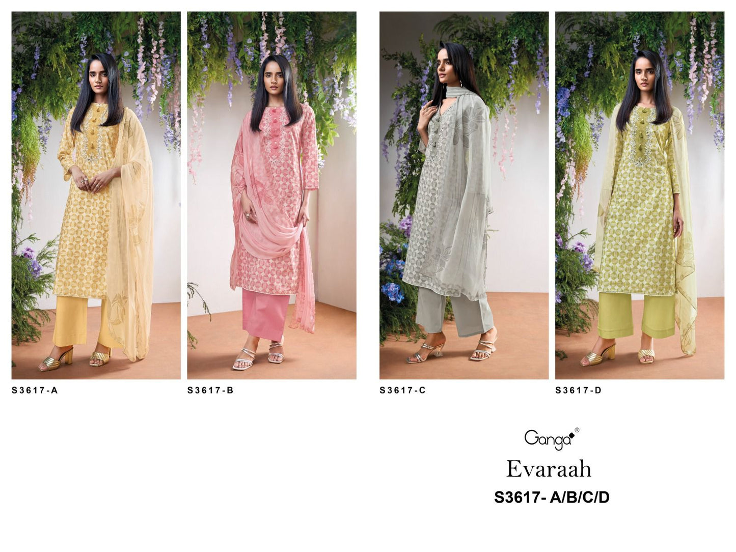 Evaraah 3617 Ganga Premium Cotton Plazzo Style Suits Wholesaler Ahmedabad