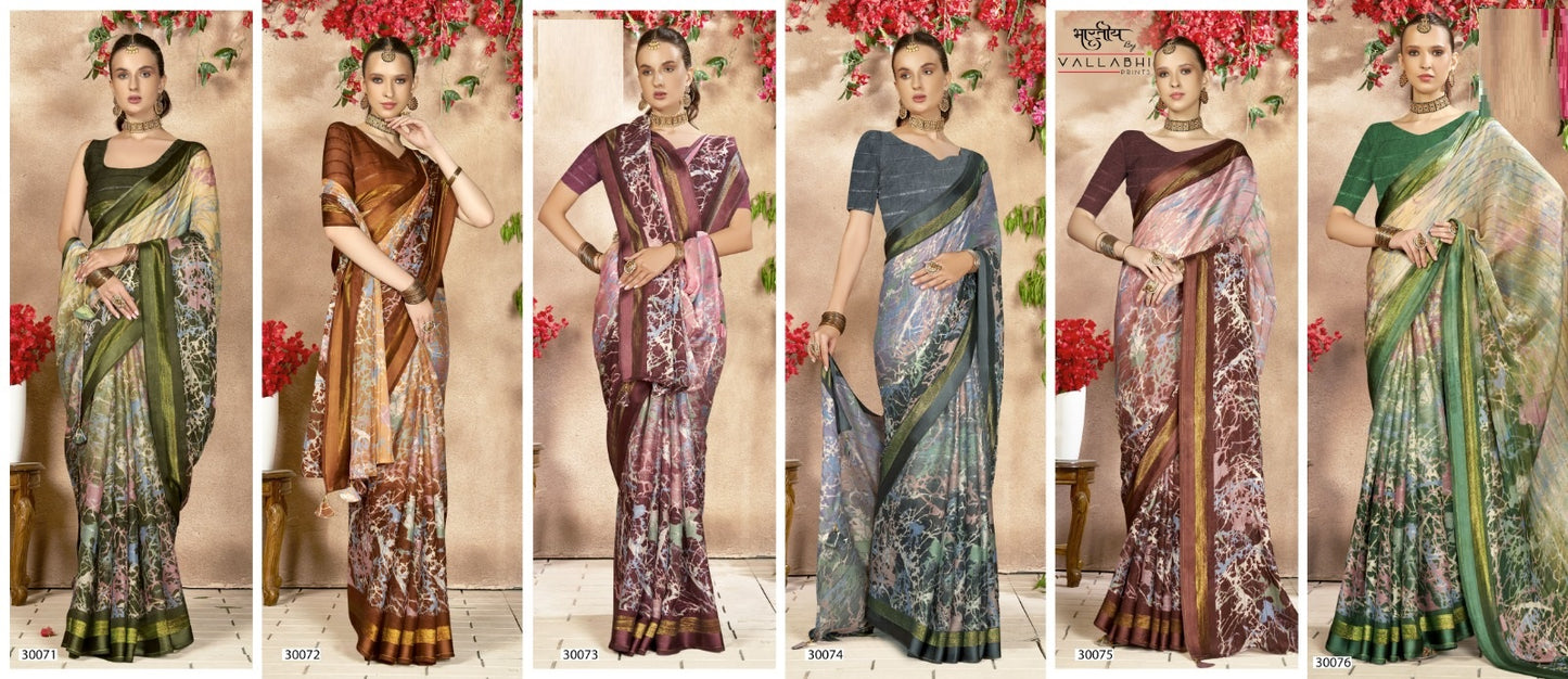 Evelyn Vol 5 Vallabhi Prints Chiffon Sarees Wholesaler Ahmedabad