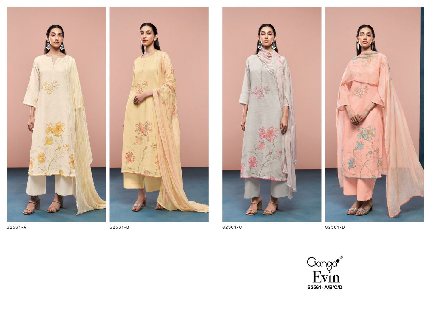 Evin 2561 Ganga Premium Cotton Plazzo Style Suits Manufacturer India