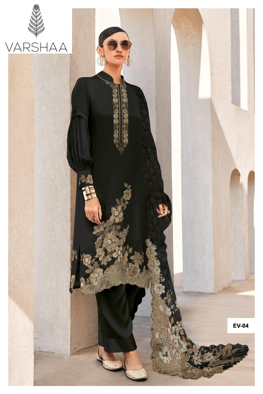 Evreen Varshaa Viscose Muslin Pant Style Suits Wholesale Price