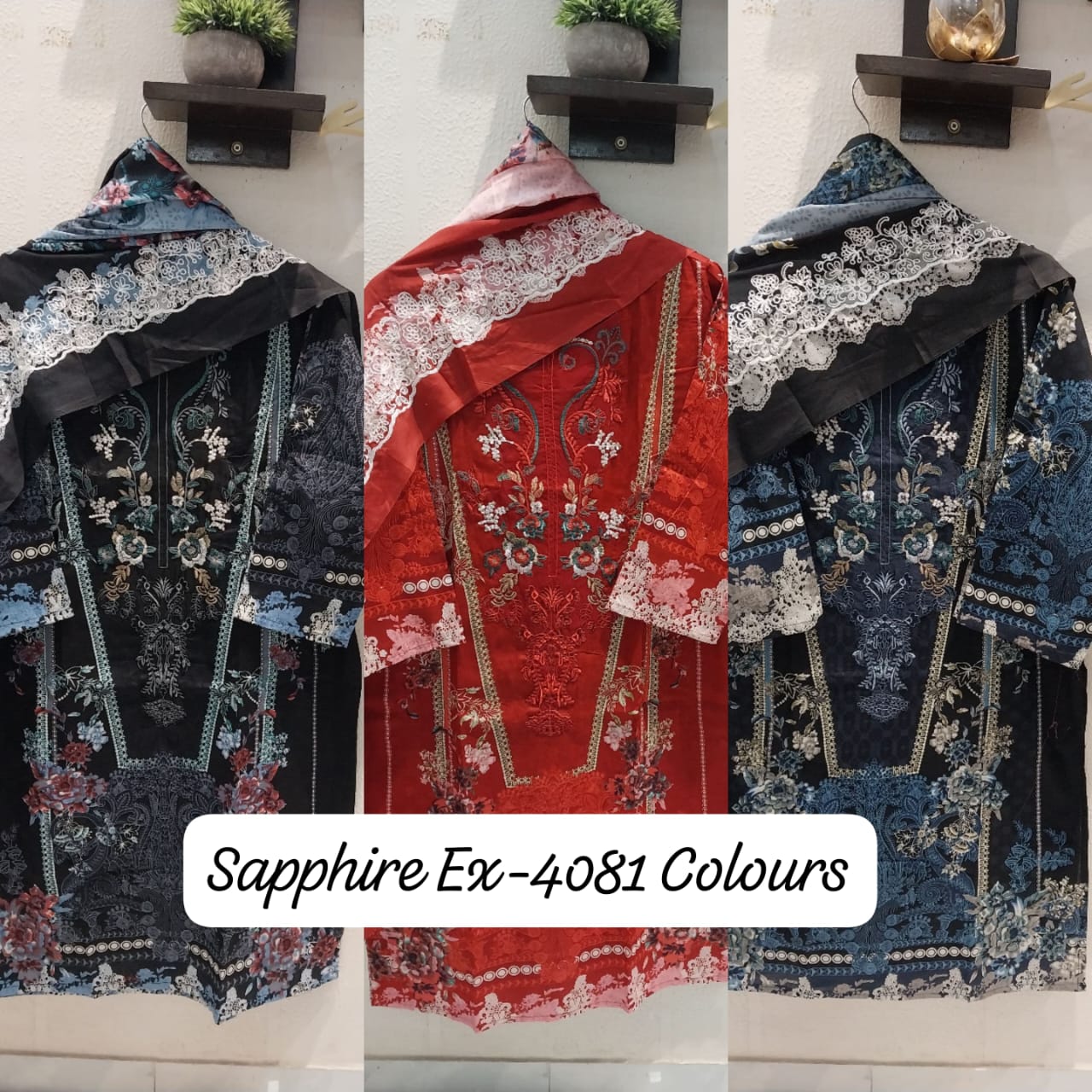 Ex-4081 Sapphire Cotton Pakistani Readymade Suits Exporter