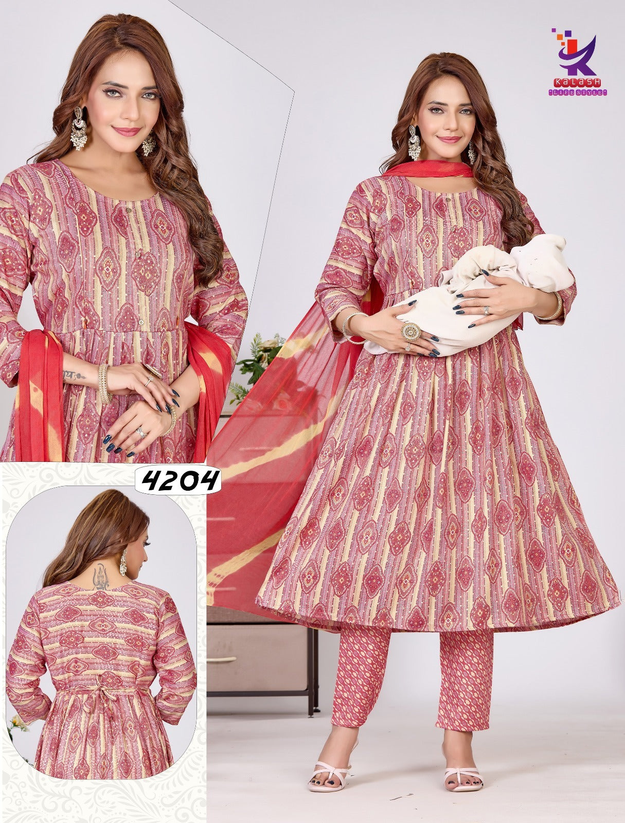 Fairy Glamour Mlm Kalash Lifestyle Rayon 14Kg Feeding Readymade Suit Wholesaler Ahmedabad