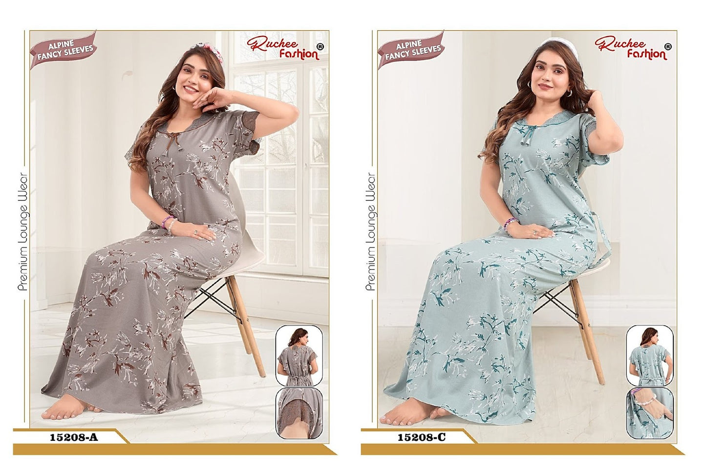 Fancy Sleeves 0107 Ruchee Fashion Alpine Night Gowns Exporter