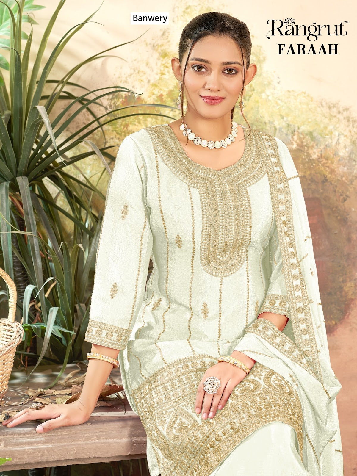 Faraah Rangrut Banwery Chinnon Readymade Plazzo Style Suits Wholesaler Ahmedabad