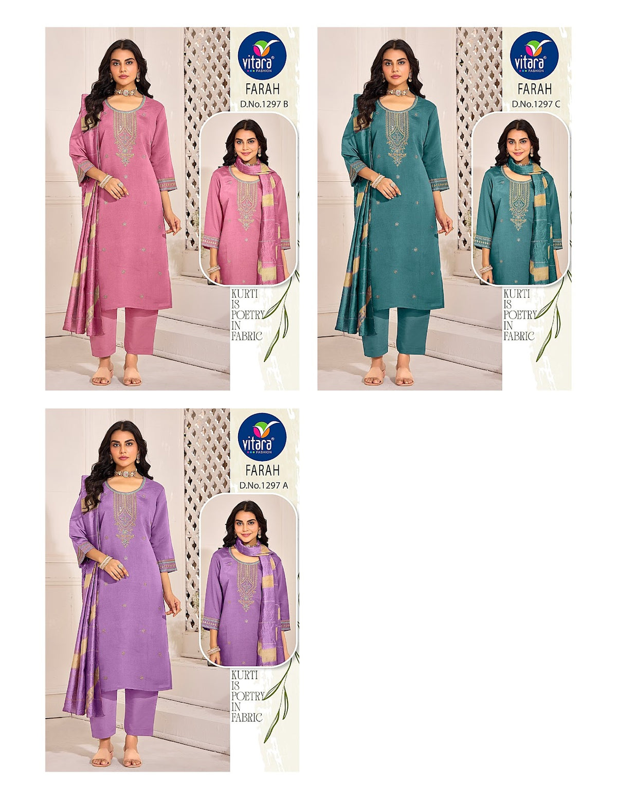 Farah Vitara Roman Silk Readymade Pant Style Suits Wholesaler India